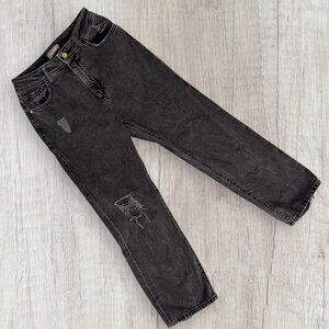 DL1961 Black Stone JERRY High Rise Vintage Straight Leg Distressed Denim Jeans